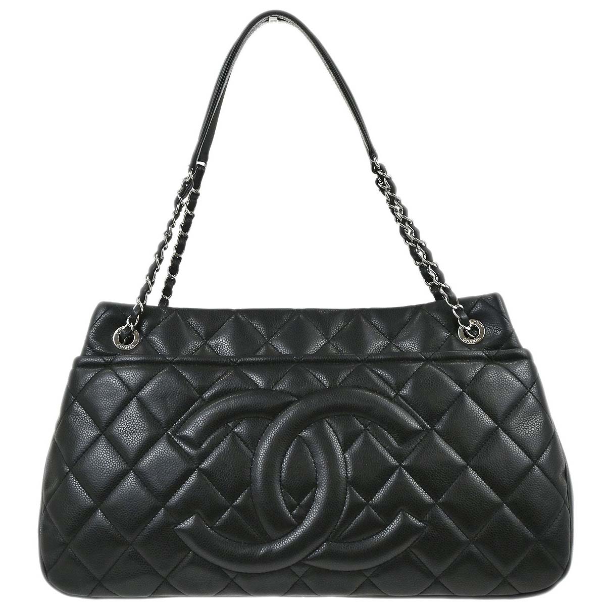 Chanel Black Caviar Skin Tote Chain Handbag