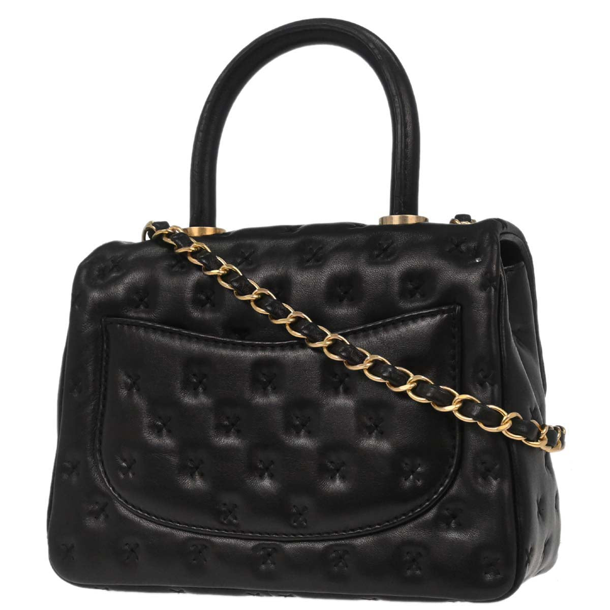 Chanel 2017 Black Lambskin Top Handle 2way Shoulder Handbag