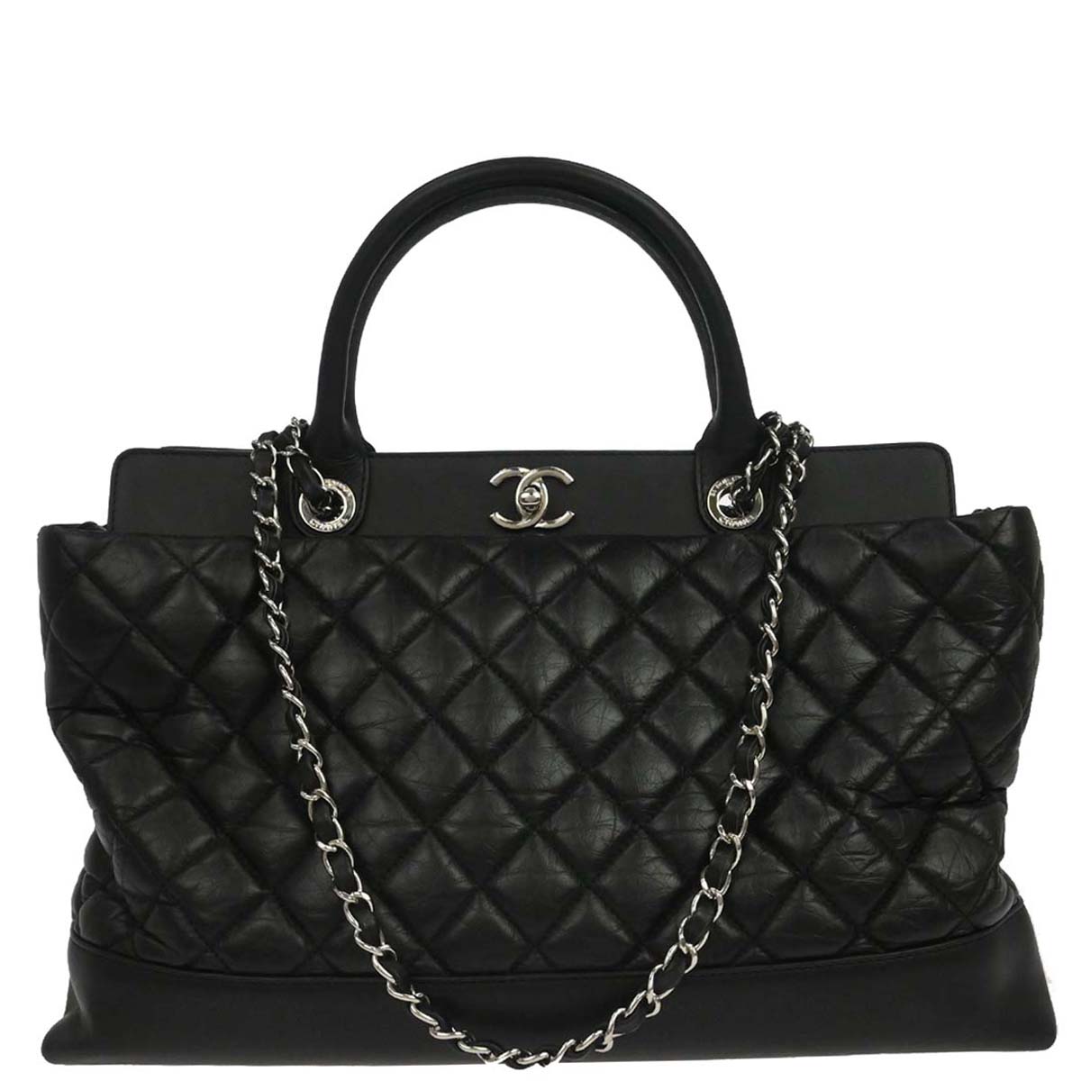Chanel 2012-2013 Black Calfskin Bi-Coco Tote 2way Chain Handbag