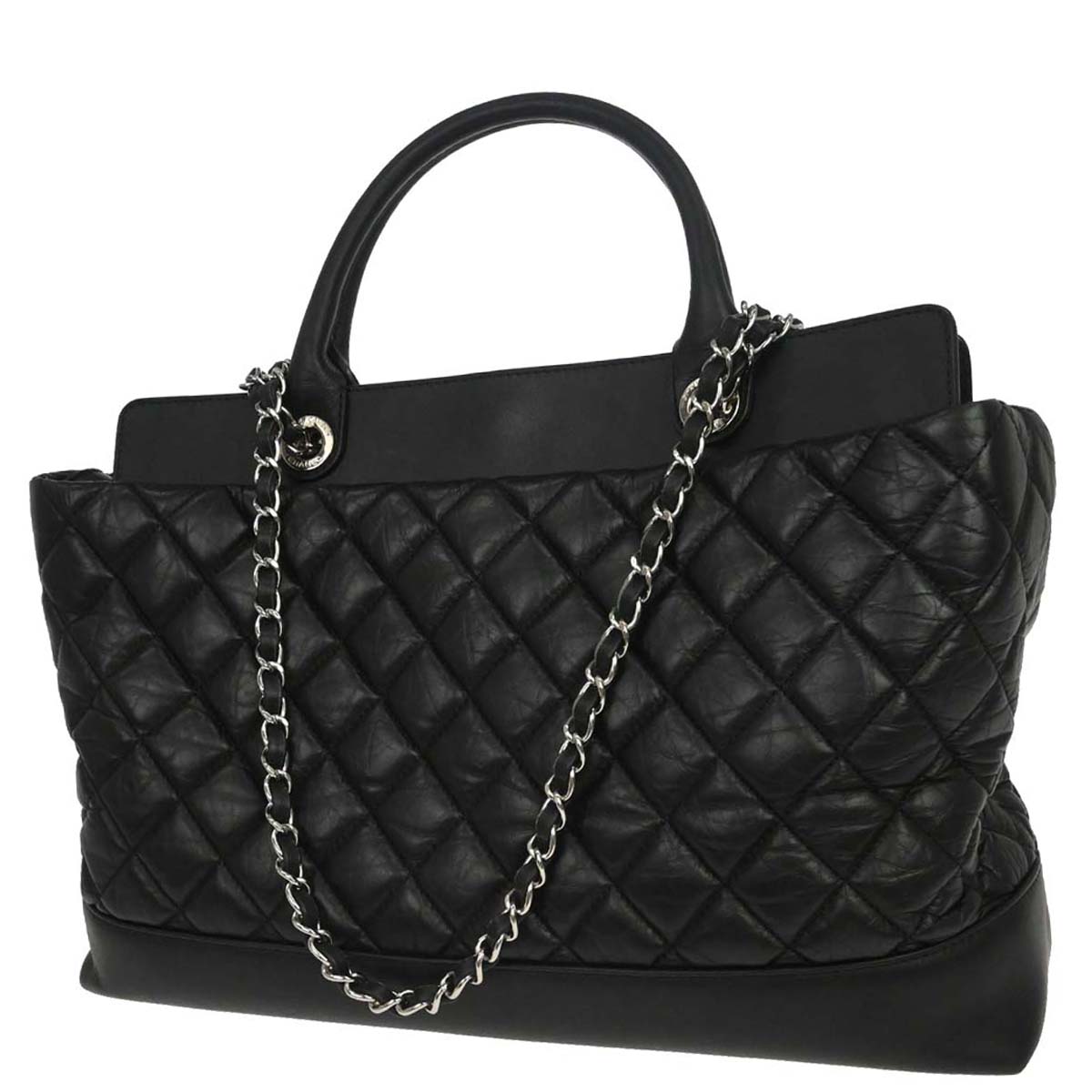 Chanel 2012-2013 Black Calfskin Bi-Coco Tote 2way Chain Handbag