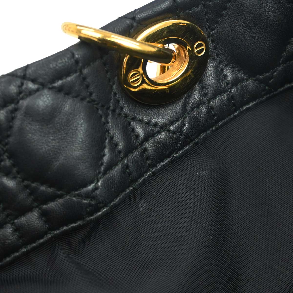 Christian Dior Black Lambskin Cannage Tote Handbag