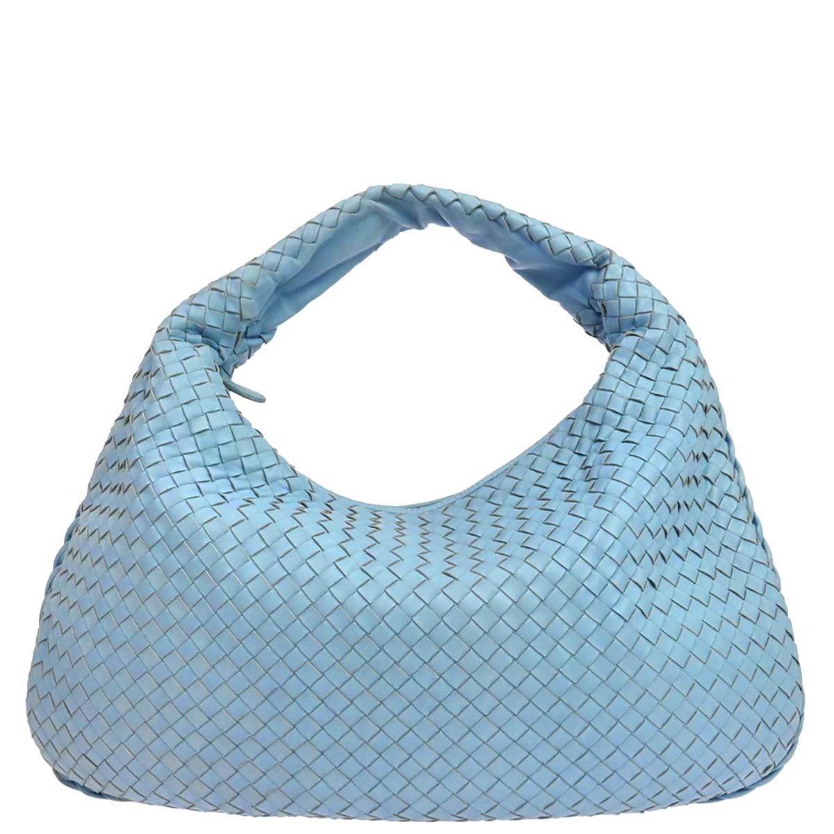 Bottega Veneta Light Blue Lambskin Intrecciato Hobo Handbag