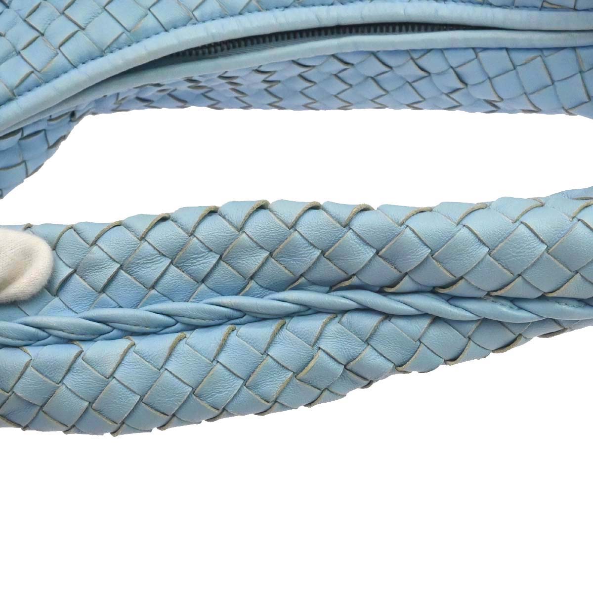 Bottega Veneta Light Blue Lambskin Intrecciato Hobo Handbag
