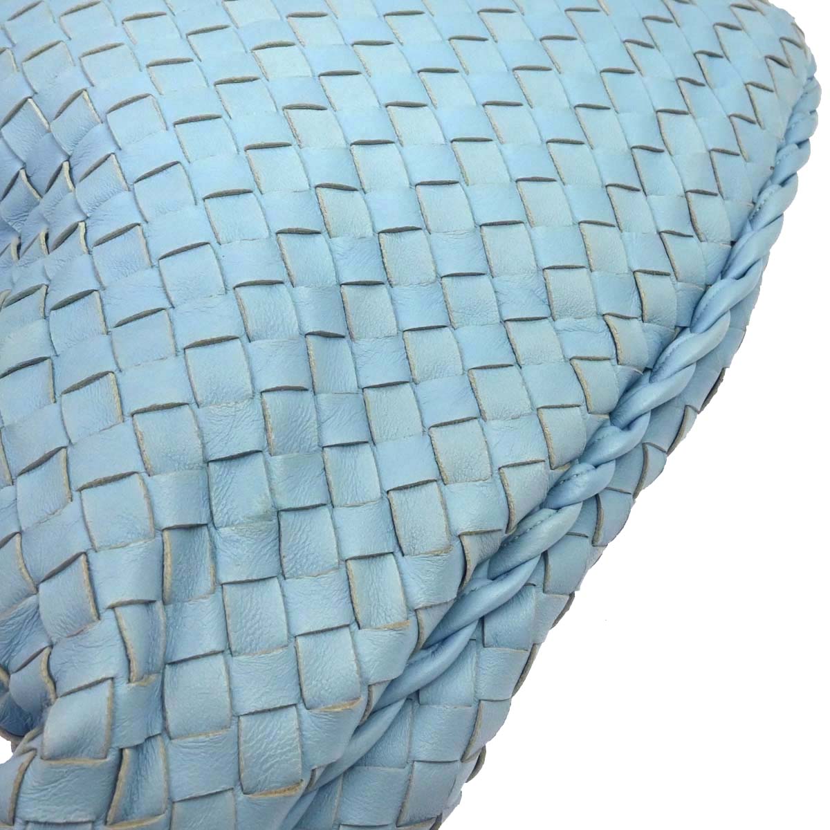 Bottega Veneta Light Blue Lambskin Intrecciato Hobo Handbag