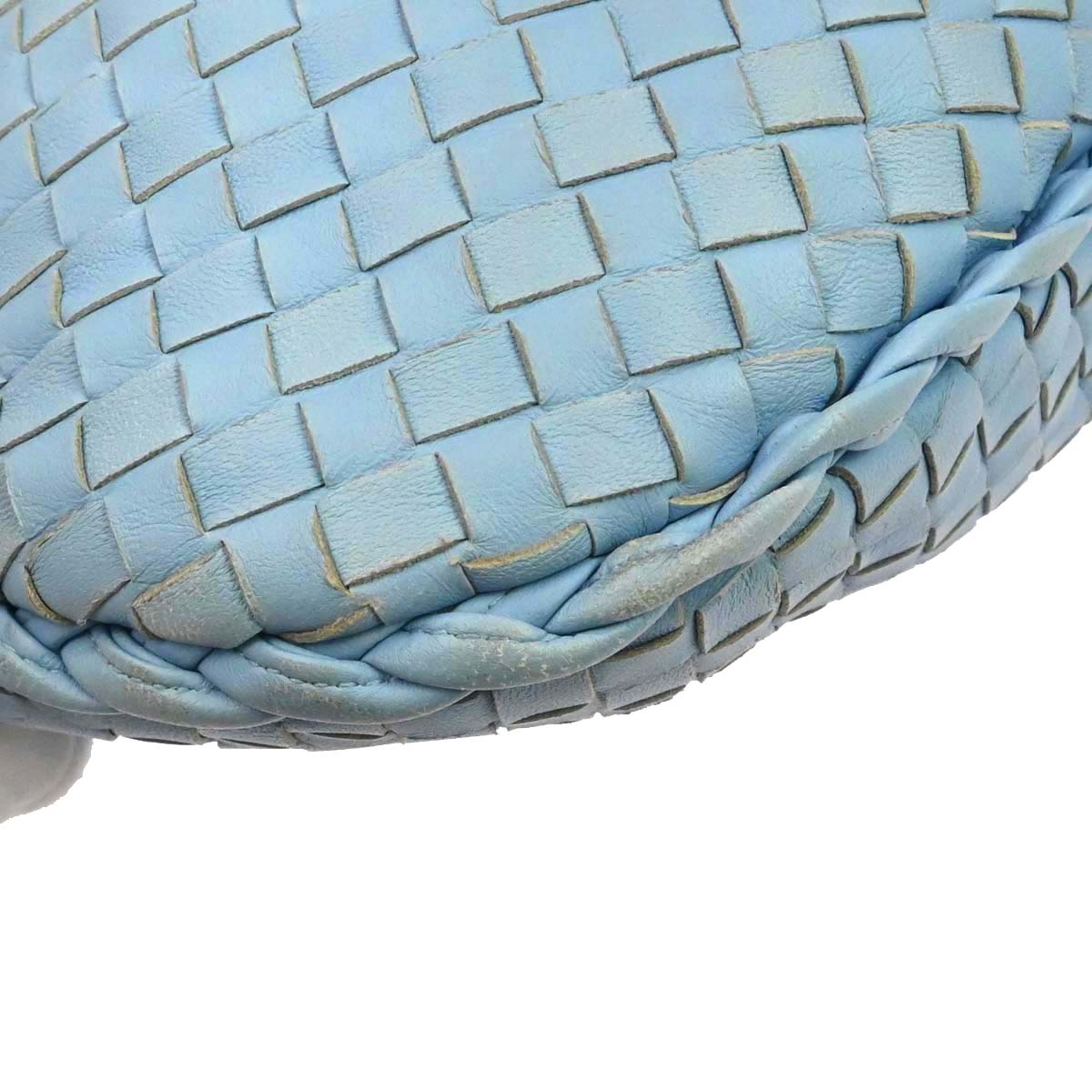 Bottega Veneta Light Blue Lambskin Intrecciato Hobo Handbag
