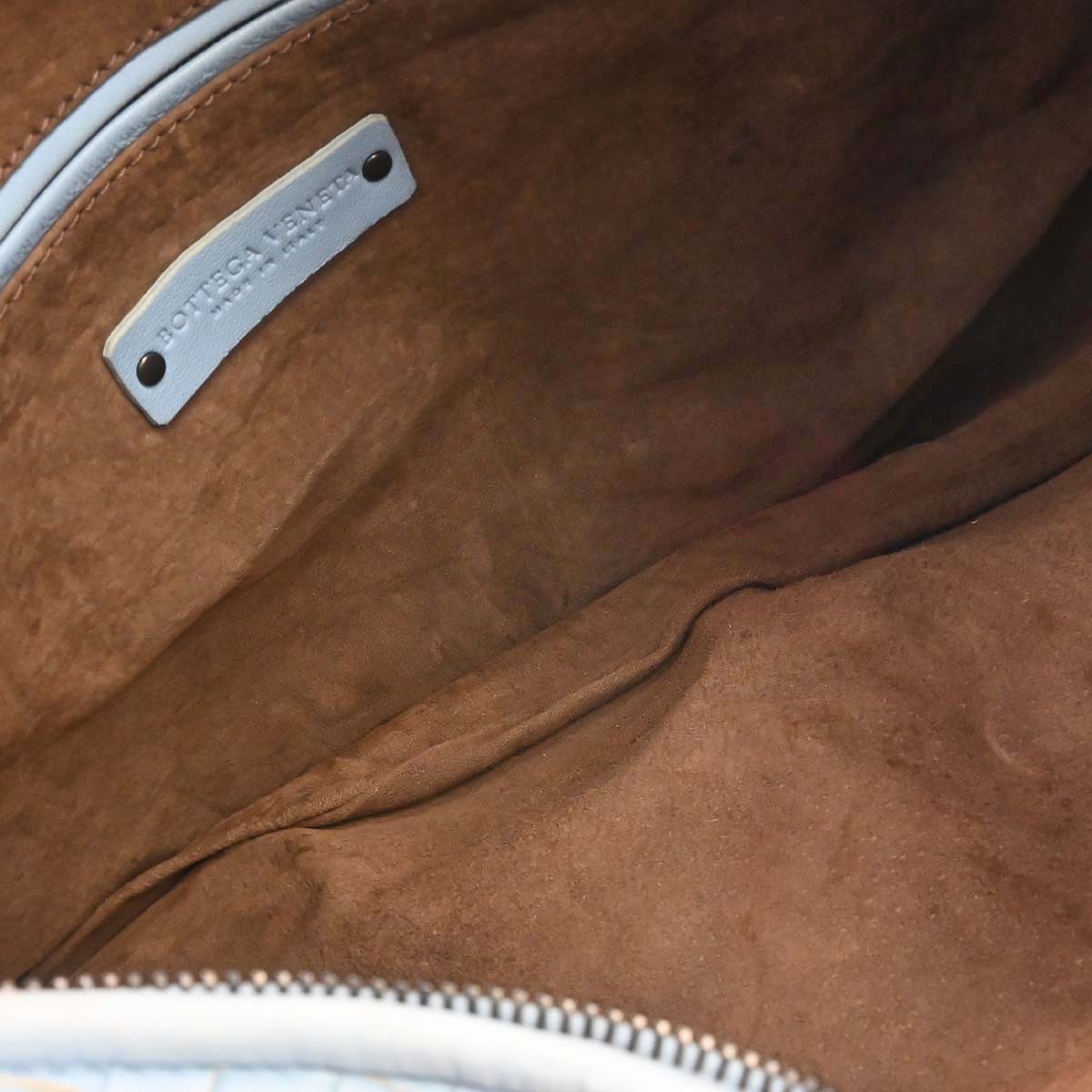 Bottega Veneta Light Blue Lambskin Intrecciato Hobo Handbag