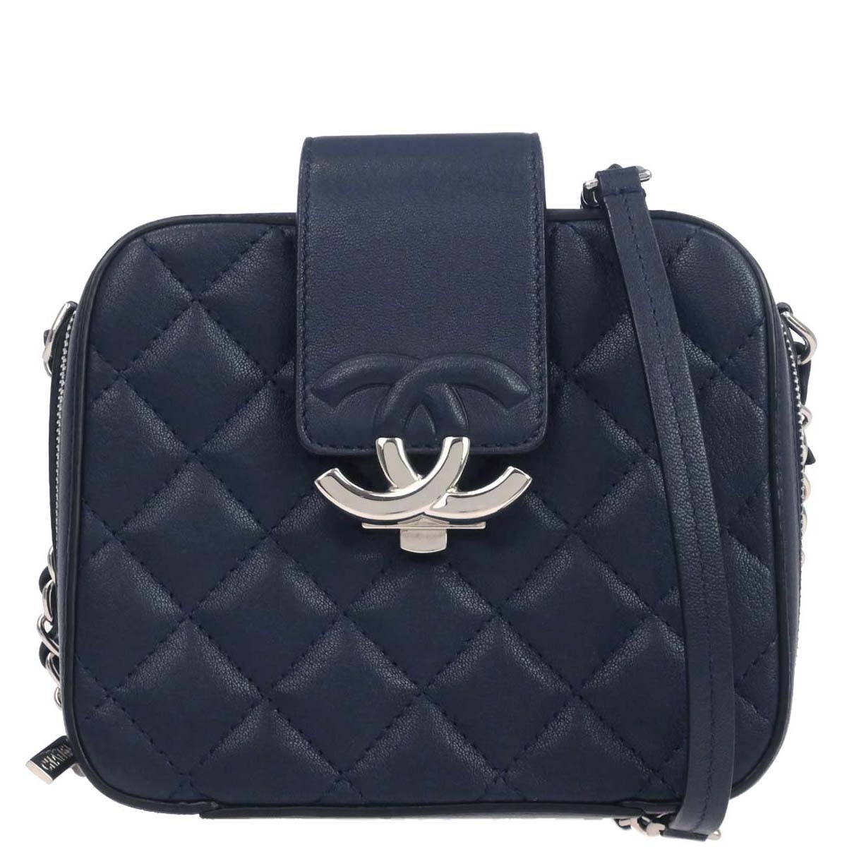 Chanel Navy Lambskin CC Mini Box Camera Bag Shoulder Bag