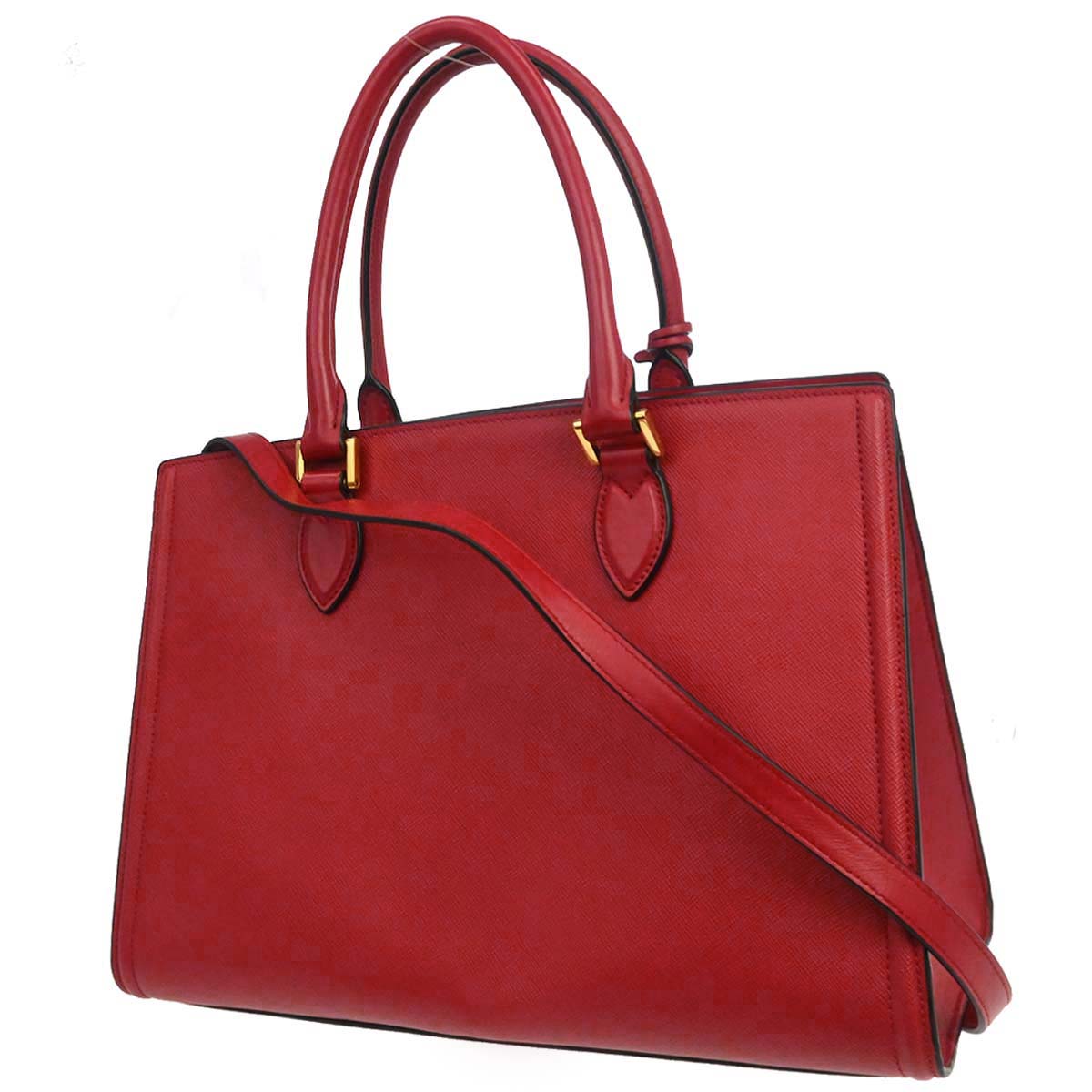 Prada Red Leather 2way Shoulder Tote Handbag