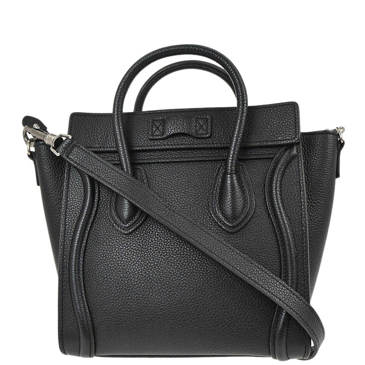 Celine Black Leather Nano Luggage Shoulder Tote Bag