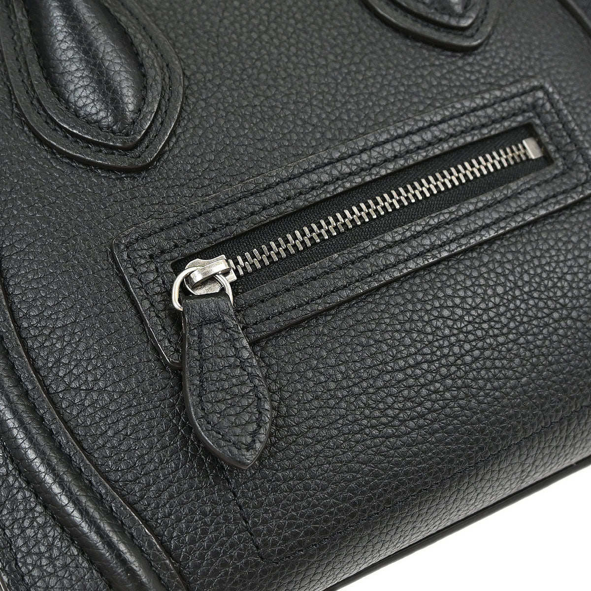 Celine Black Leather Nano Luggage Shoulder Tote Bag