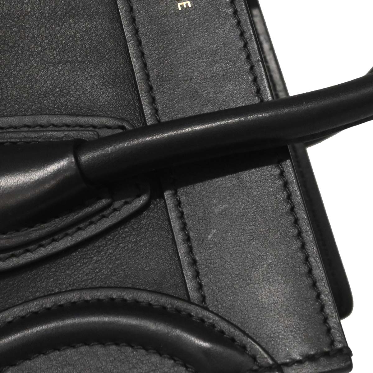 Celine Black Leather Nano Luggage 2way Shoulder Tote Bag