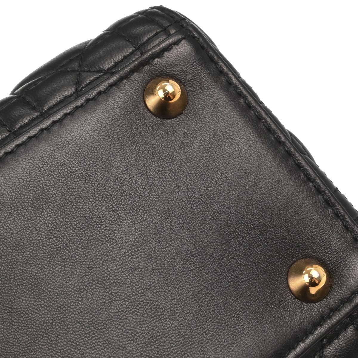 Christian Dior Black Lambskin Large Lady Dior Cannage 2way Shoulder Handbag