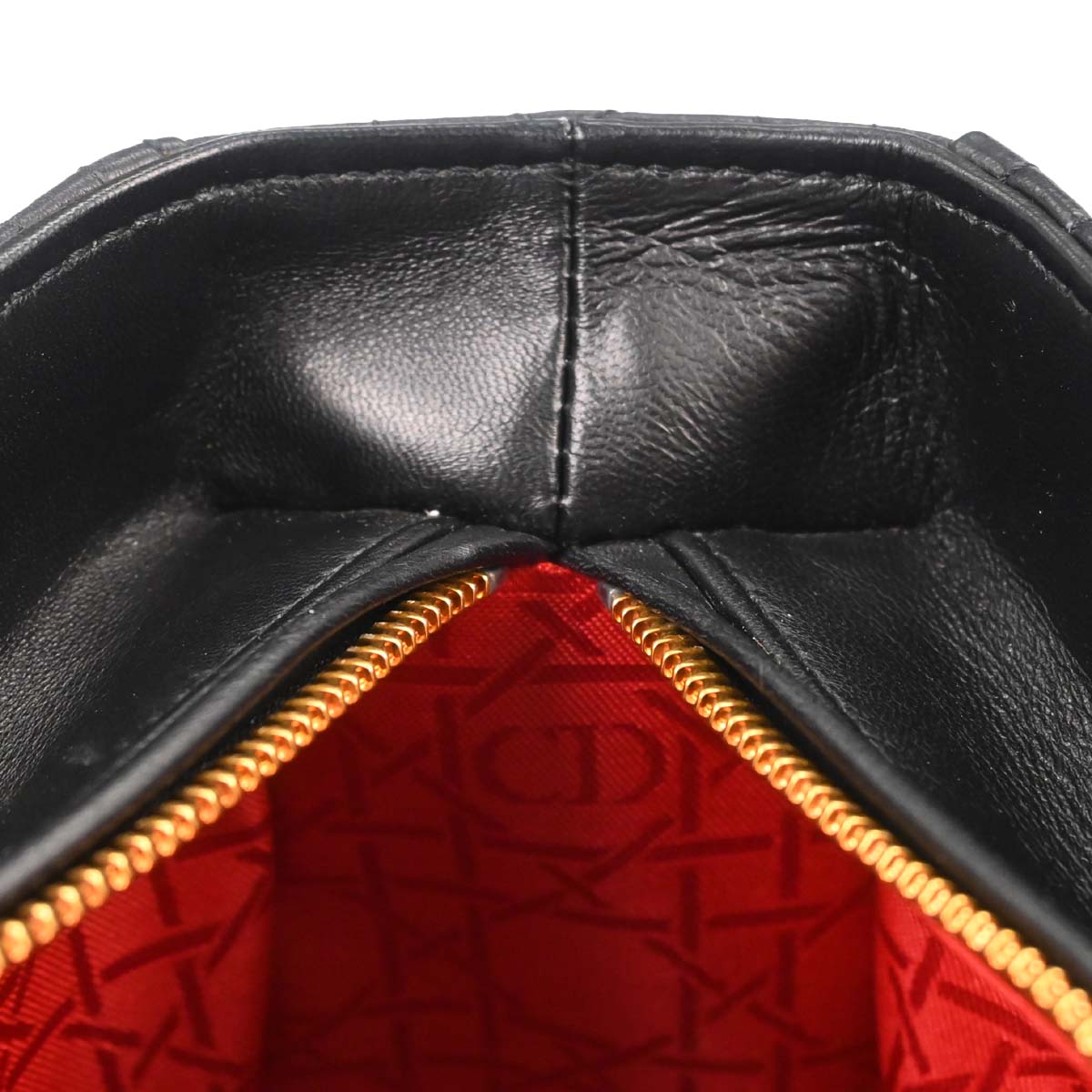 Christian Dior Black Lambskin Large Lady Dior Cannage 2way Shoulder Handbag