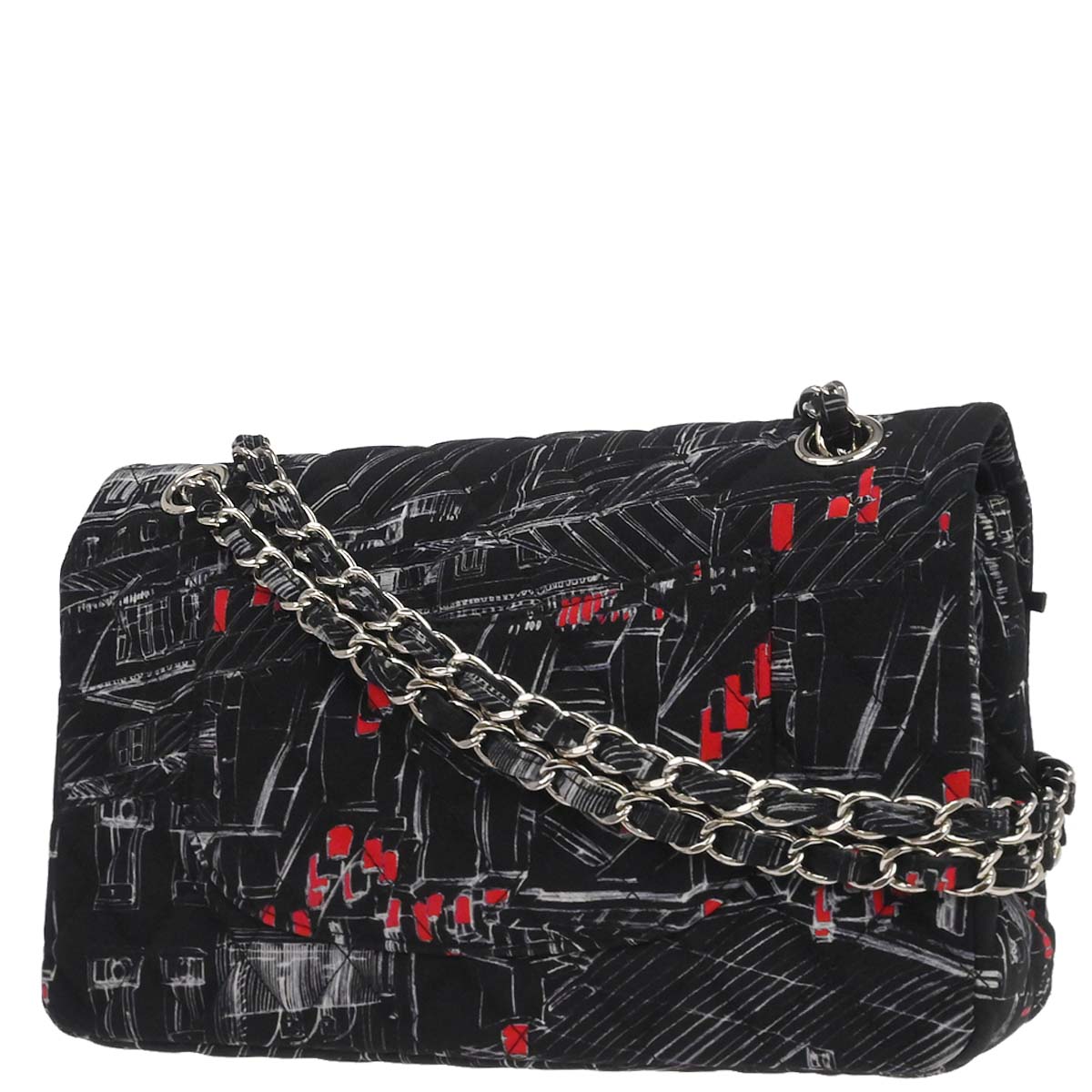 Chanel Black Nylon Medium Classic Double Flap Shoulder Bag