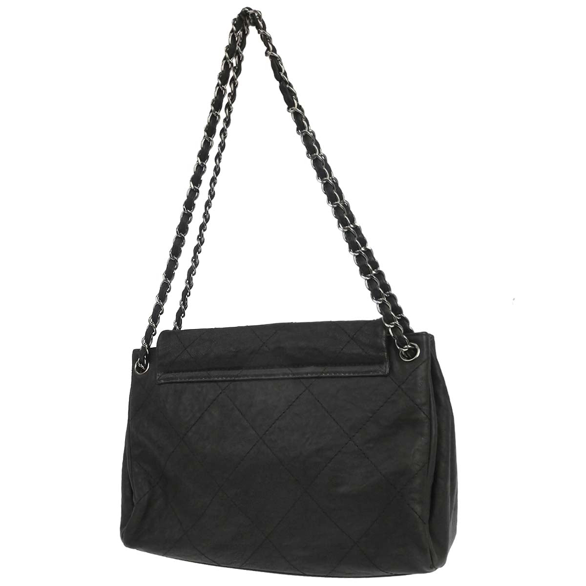 Chanel 2011 Black Calfskin Hamptons CC Accordion Flap Shoulder Bag