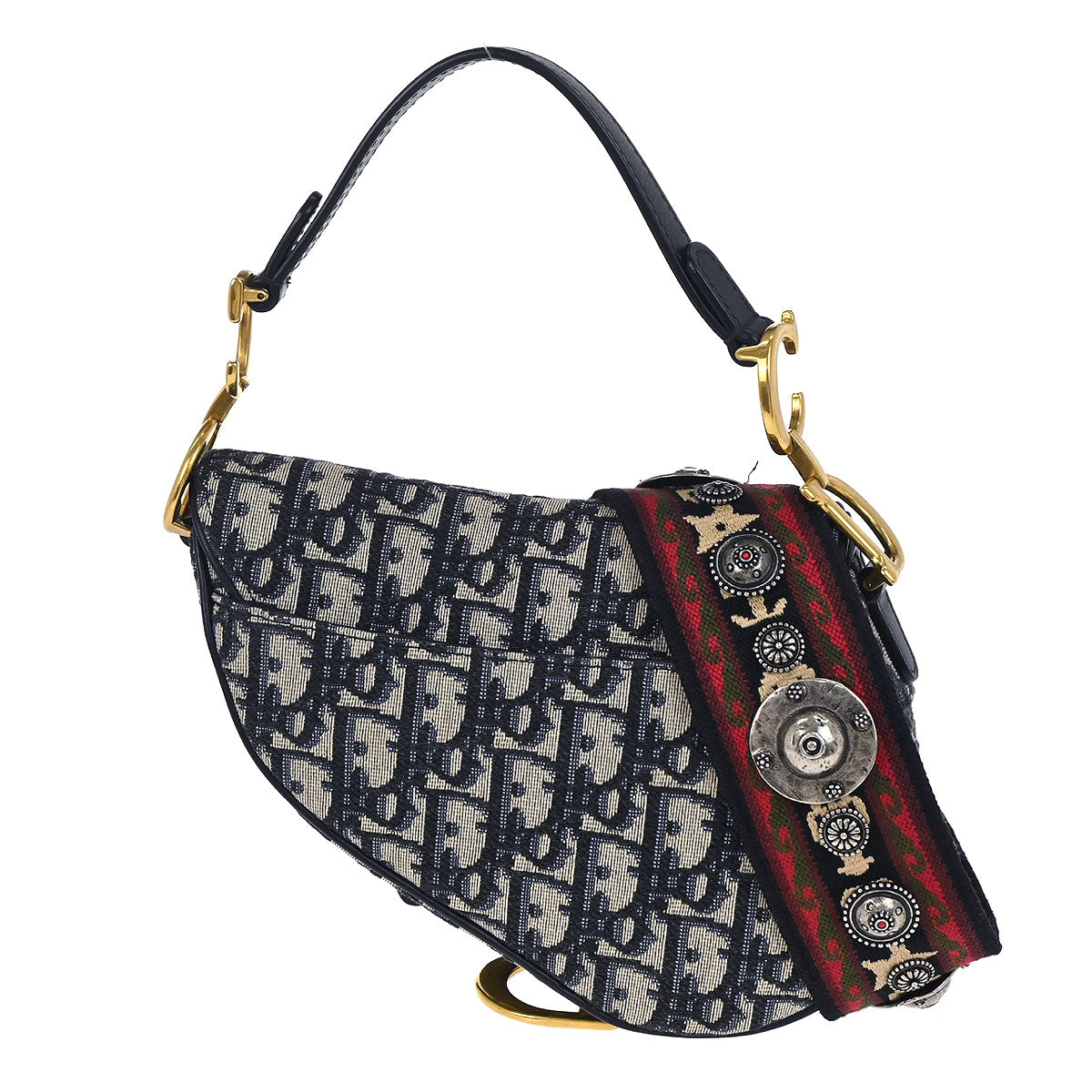 Christian Dior Navy Trotter Oblique Mini Saddle 2way Shoulder Handbag