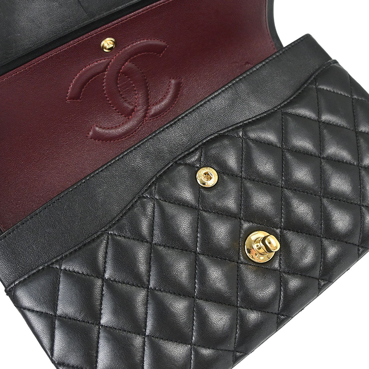 Chanel Black Lambskin Medium Classic Double Flap Shoulder Bag