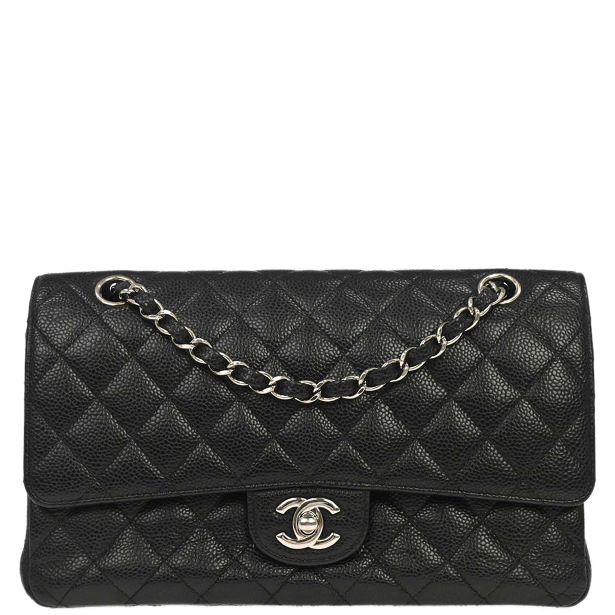 Chanel Black Caviar Skin Medium Classic Double Flap Shoulder Bag