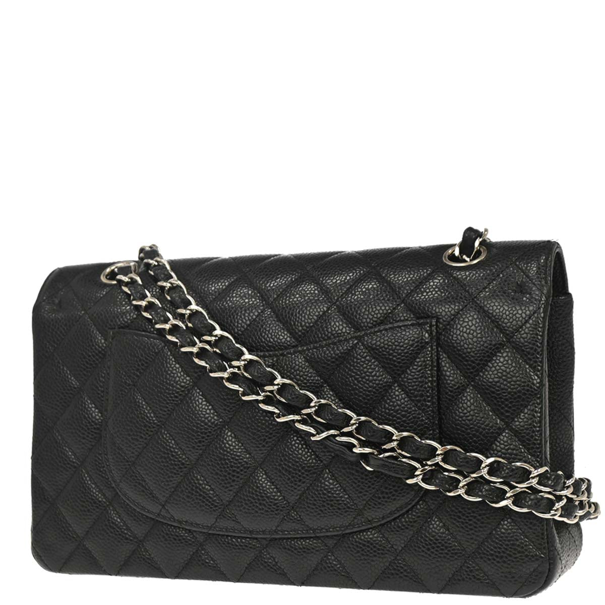 Chanel Black Caviar Skin Medium Classic Double Flap Shoulder Bag