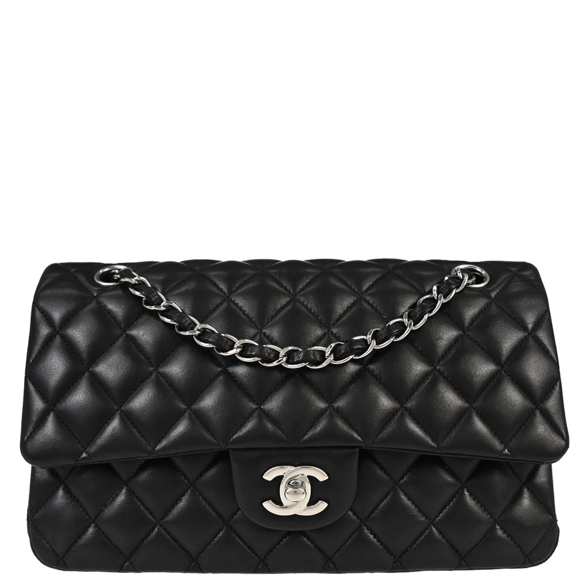 Chanel Black Lambskin Medium Classic Double Flap Shoulder Bag