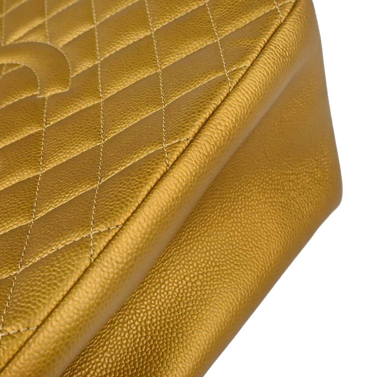 Chanel Gold Caviar Skin Grand Shopping Tote GST Chain Handbag