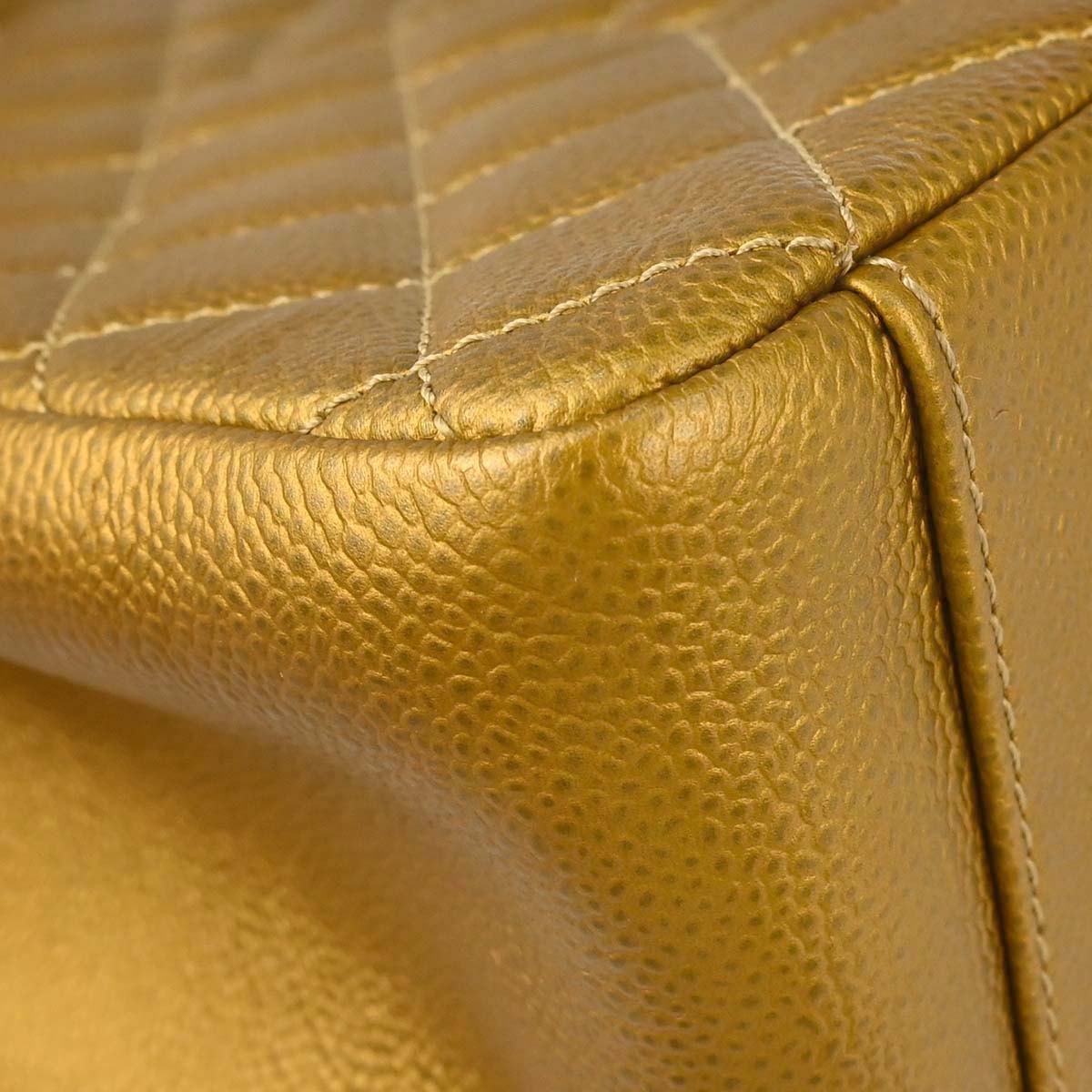 Chanel Gold Caviar Skin Grand Shopping Tote GST Chain Handbag