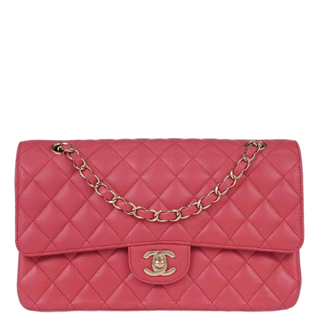Chanel Pink Caviar Skin Medium Classic Double Flap Shoulder Bag