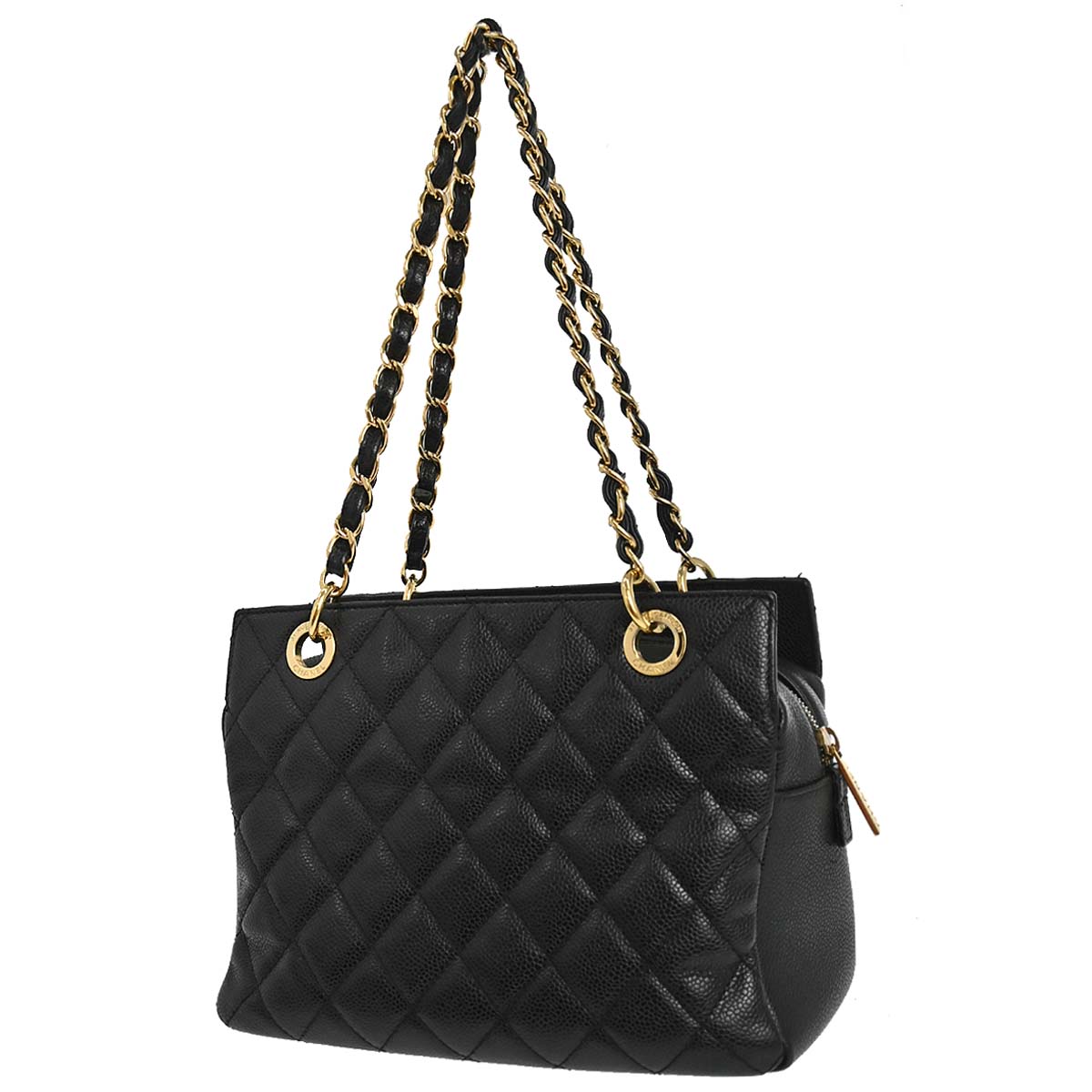 Chanel Black Caviar Skin Petite Timeless Tote PTT Chain Handbag