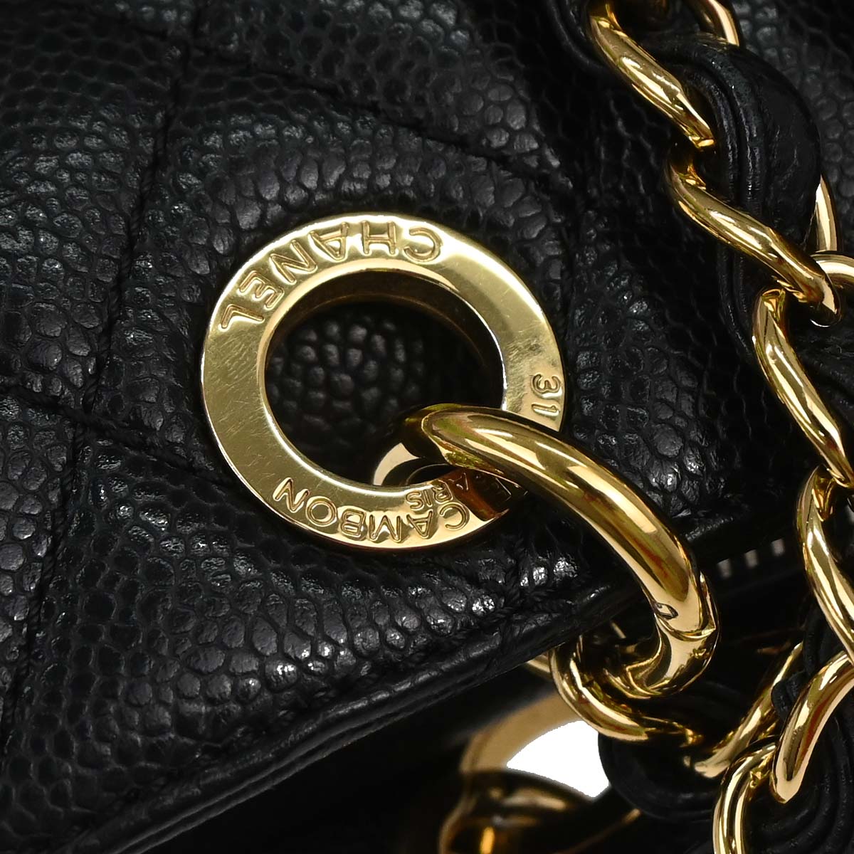 Chanel Black Caviar Skin Petite Timeless Tote PTT Chain Handbag