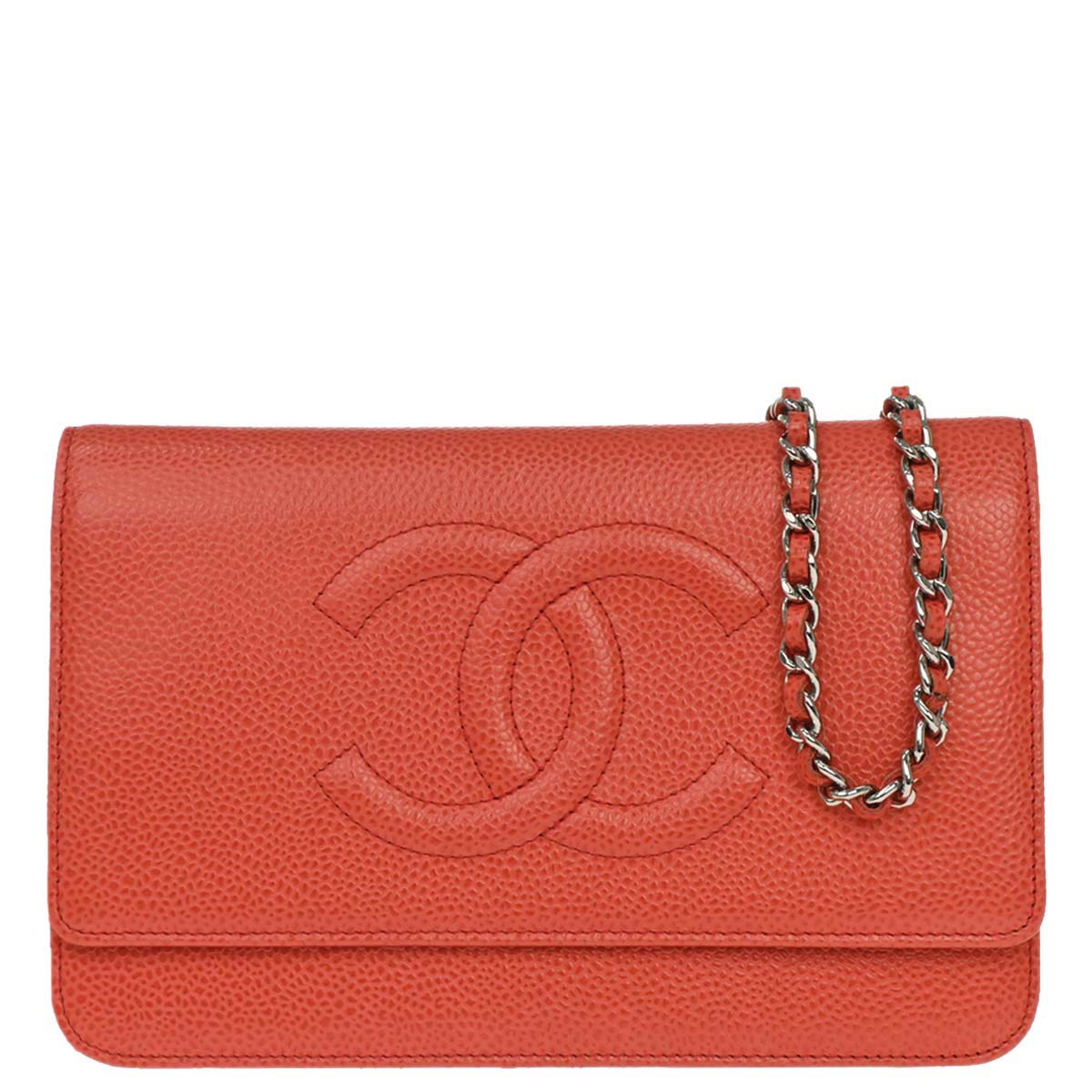 Chanel Red Caviar Skin Timeless WOC Wallet on Chain Shoulder Bag