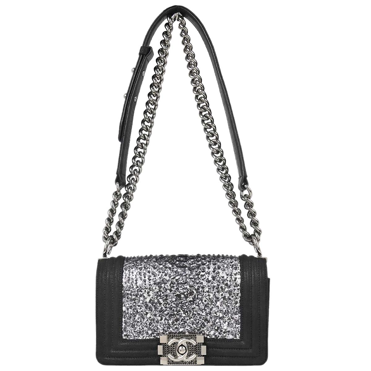 Boy Chanel * Silver Python Small Chain Shoulder Bag