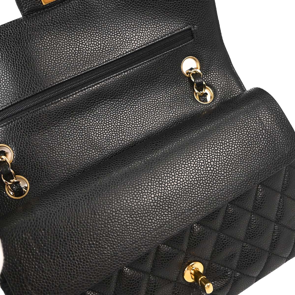 Chanel Black Caviar Skin Medium Classic Double Flap Shoulder Bag