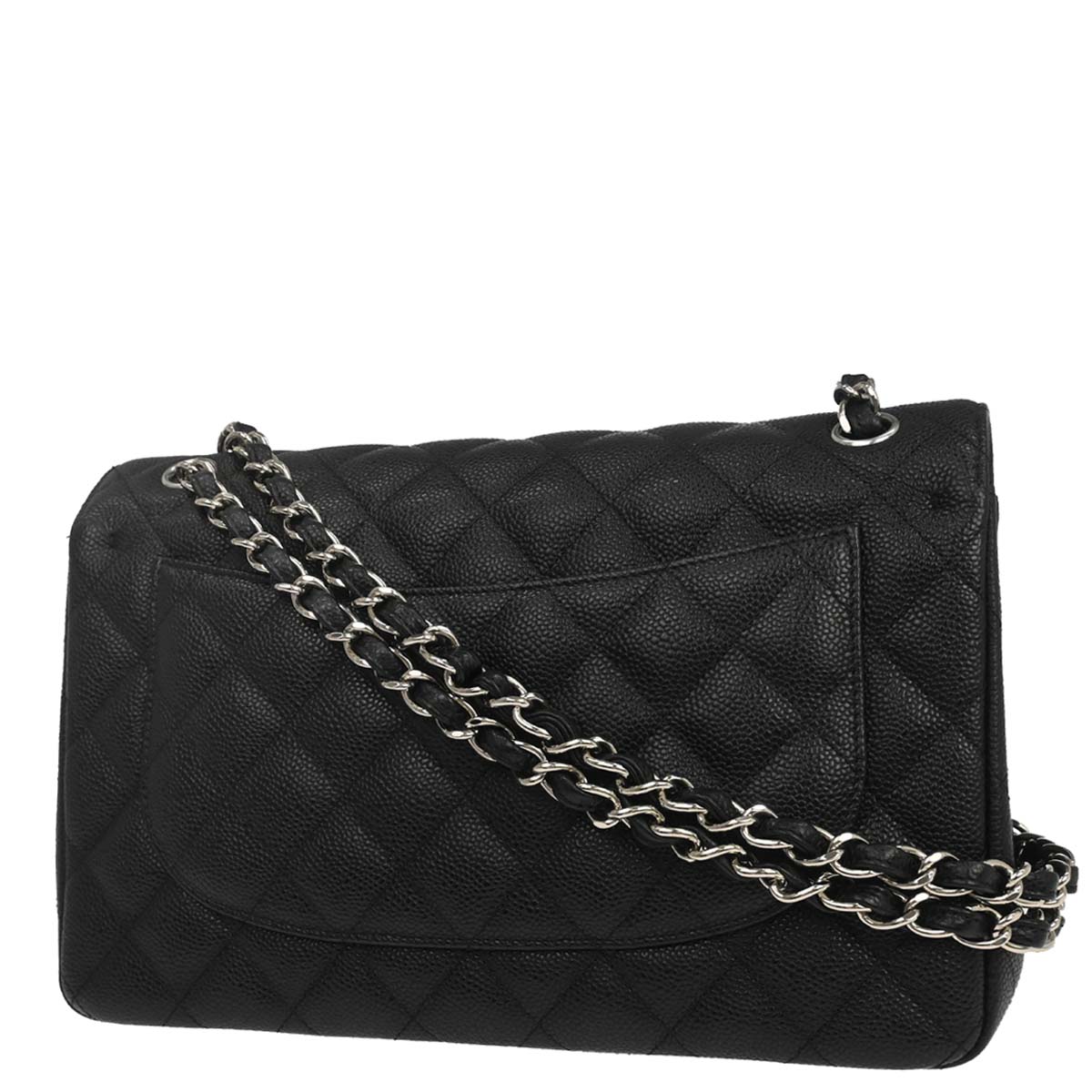 Chanel Black Caviar Skin Jumbo Classic Double Flap Shoulder Bag