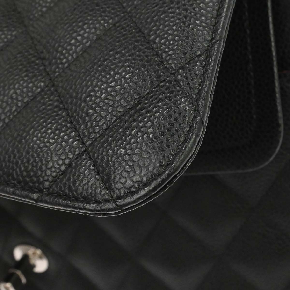Chanel Black Caviar Skin Jumbo Classic Double Flap Shoulder Bag