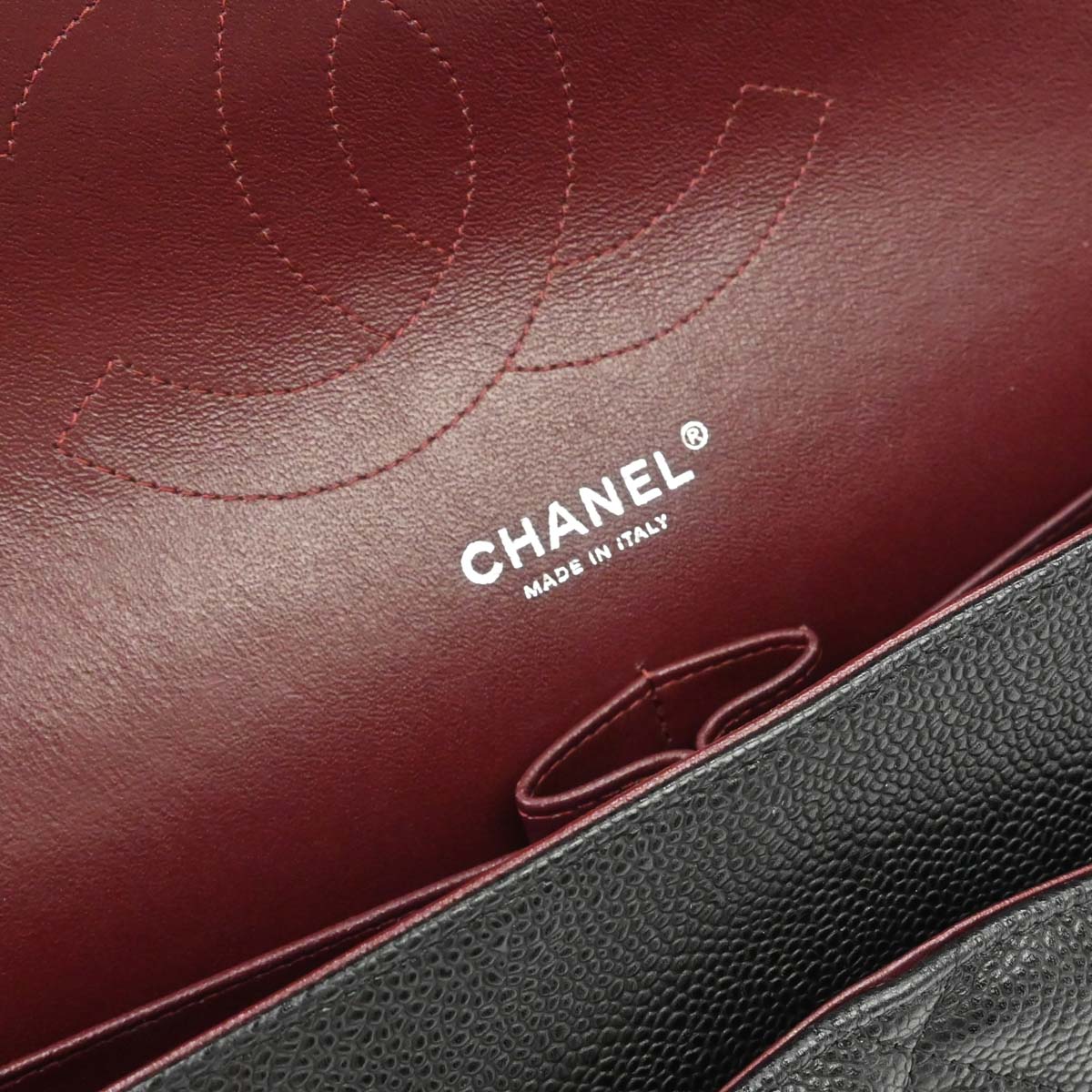 Chanel Black Caviar Skin Jumbo Classic Double Flap Shoulder Bag