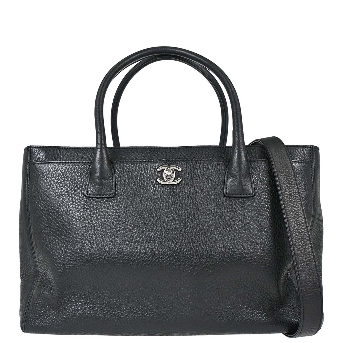 Chanel Black Deerskin Executive Cerf 2way Shoulder Tote Bag