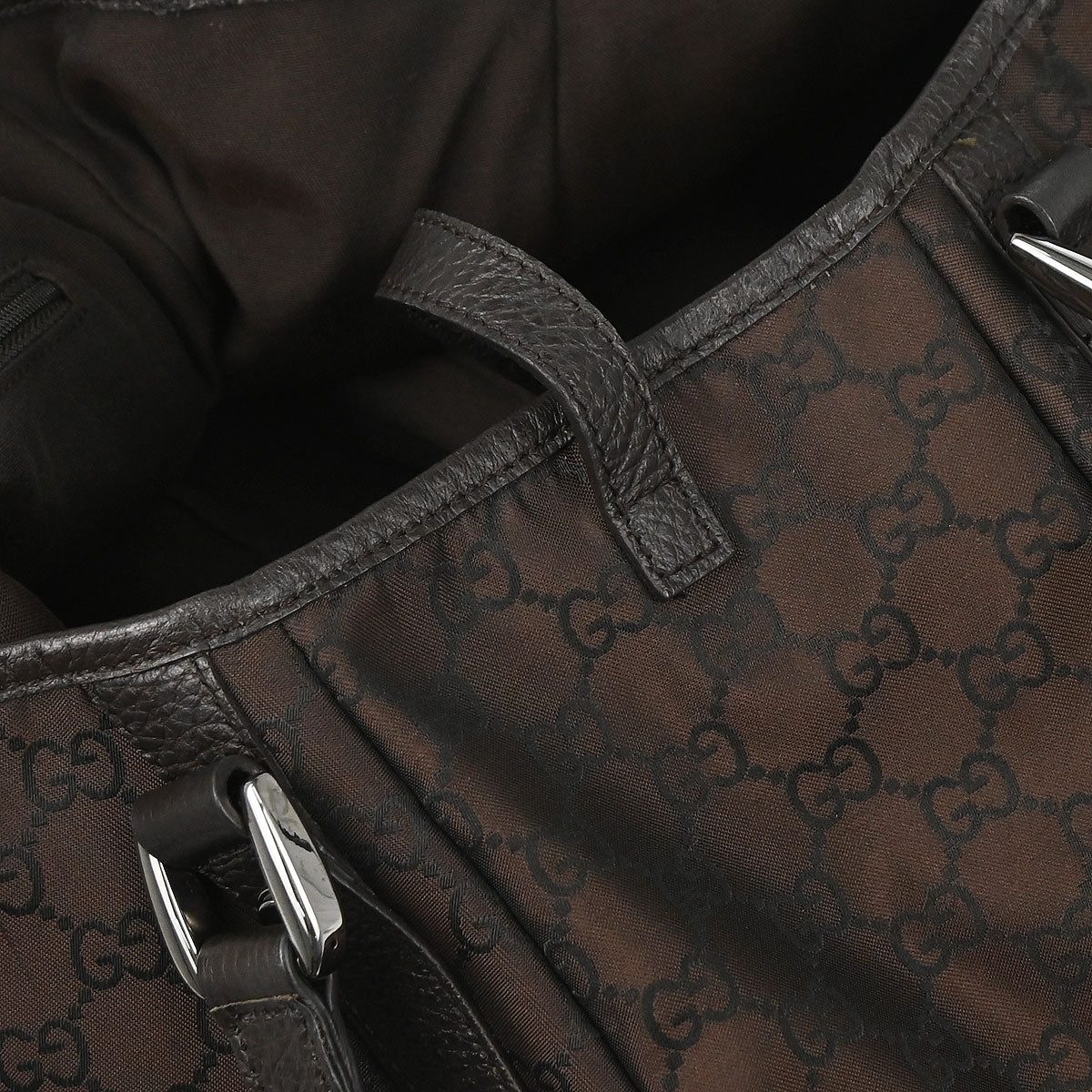 Gucci Brown Nylon GG Abbey D-ring Tote Bag