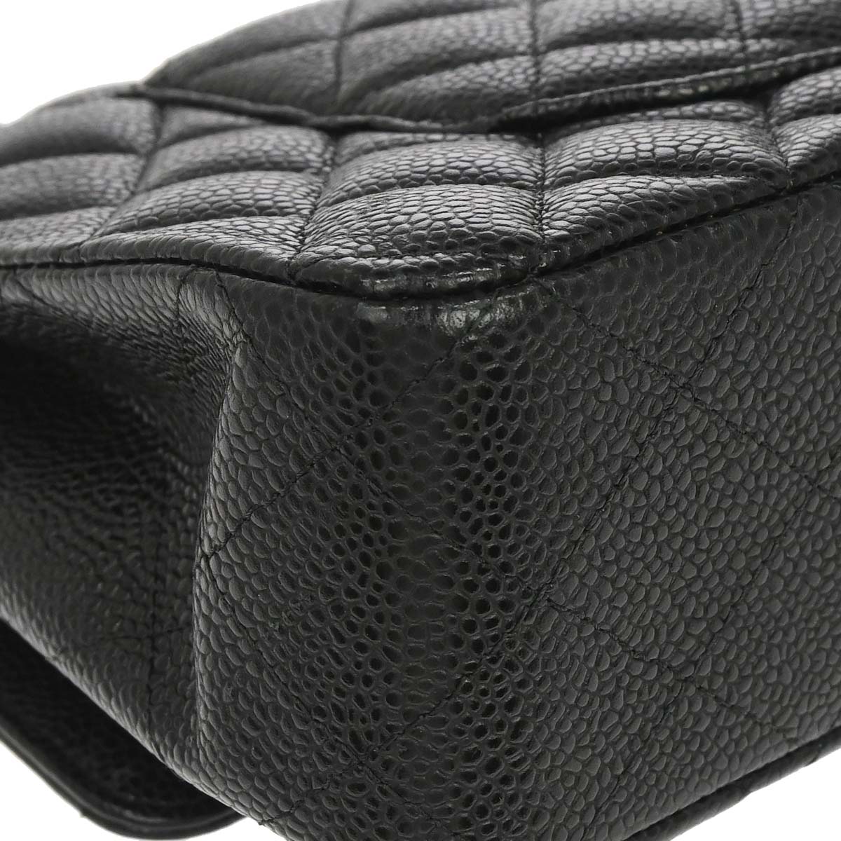 Chanel 2014 Black Caviar Skin Medium Classic Double Flap Shoulder Bag