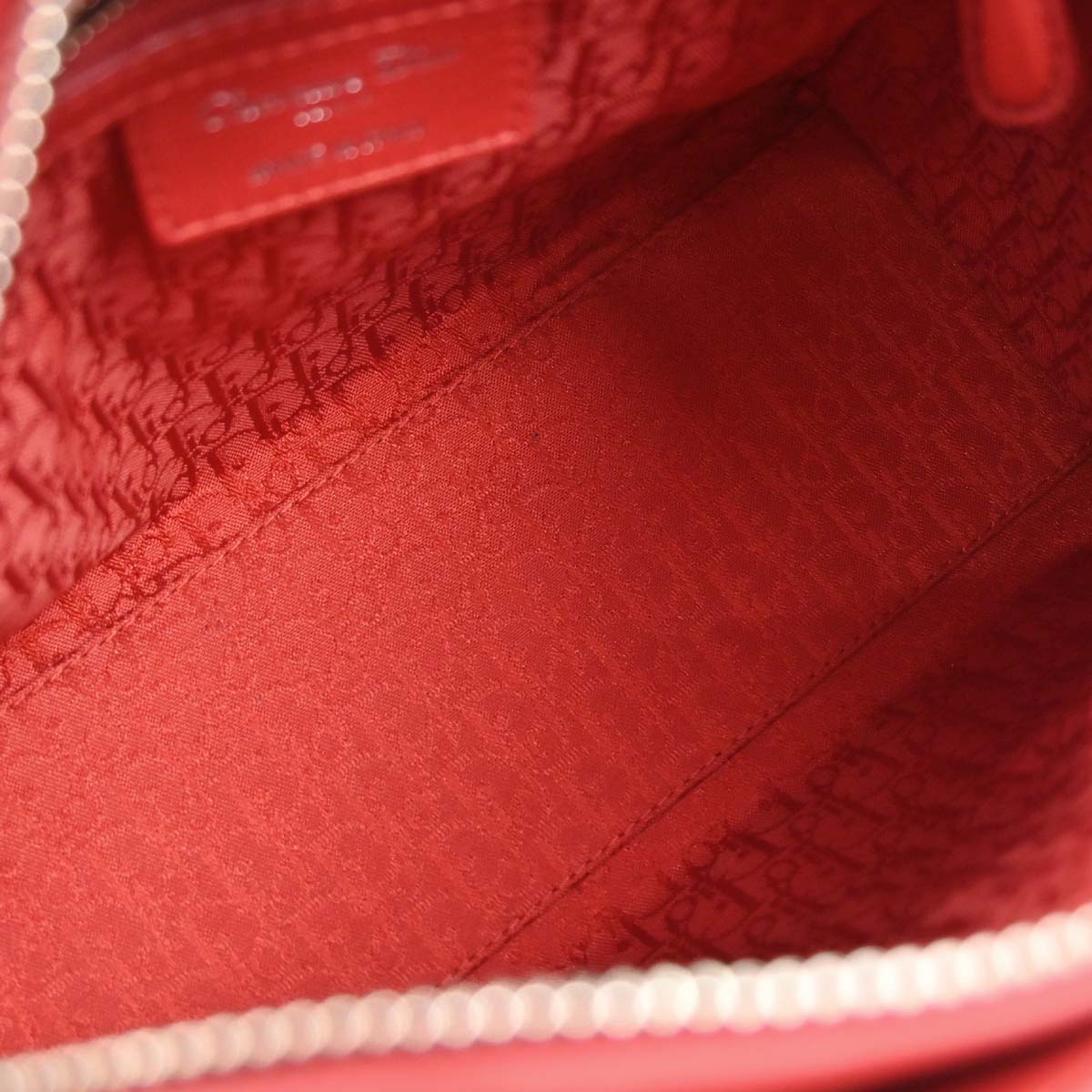 Christian Dior Red Lambskin Medium Lady Dior Cannage 2way Shoulder Handbag