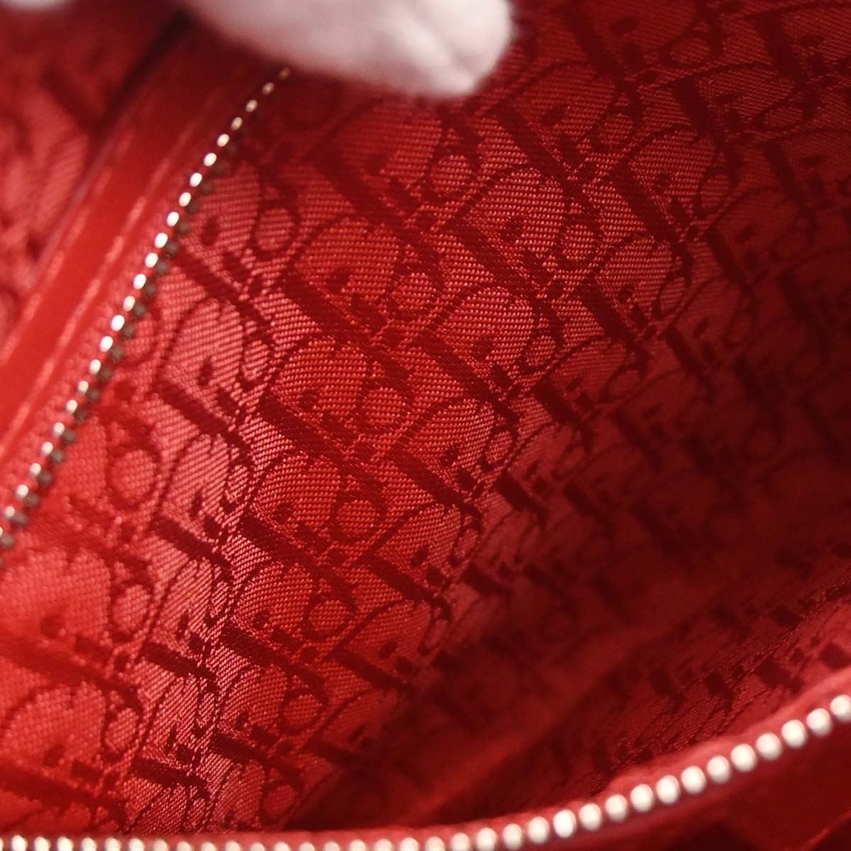 Christian Dior Red Lambskin Medium Lady Dior Cannage 2way Shoulder Handbag