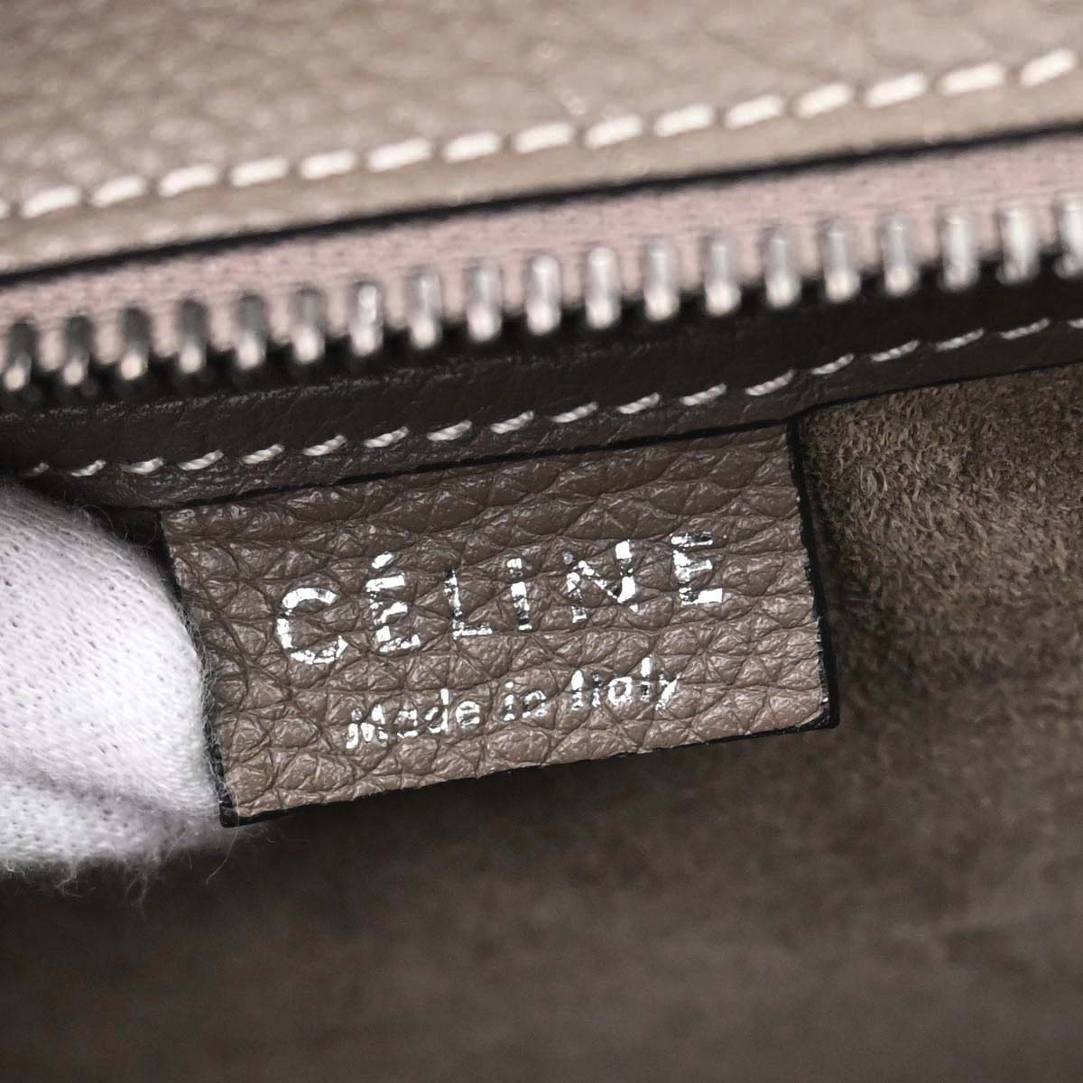Celine Brown Leather Nano Luggage 2way Shoulder Tote Bag