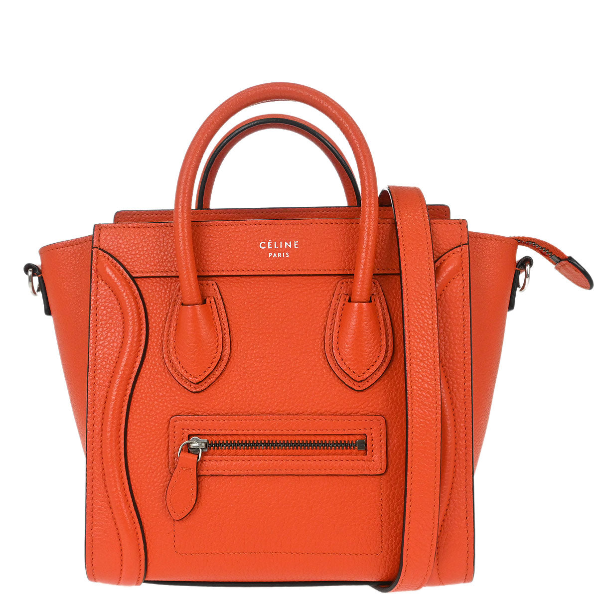 Celine Orange Nano Luggage 2way Shoulder Tote Bag