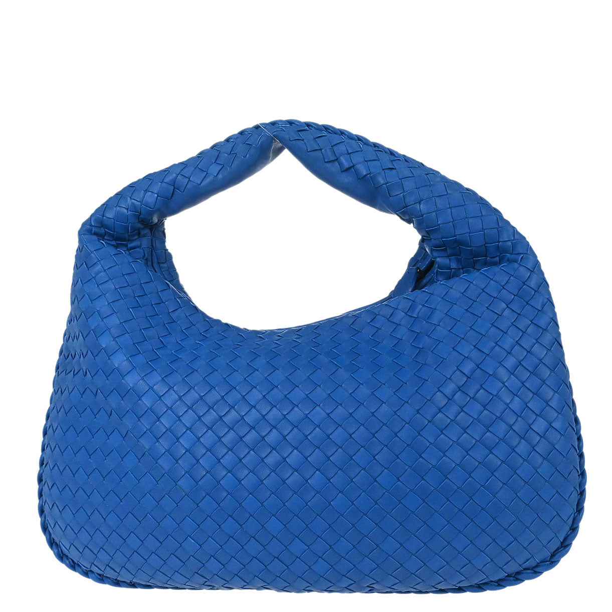 Bottega Veneta Blue Lambskin Intrecciato Hobo Handbag