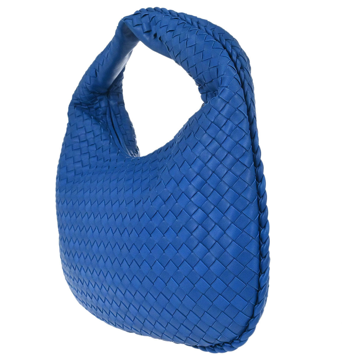 Bottega Veneta Blue Lambskin Intrecciato Hobo Handbag