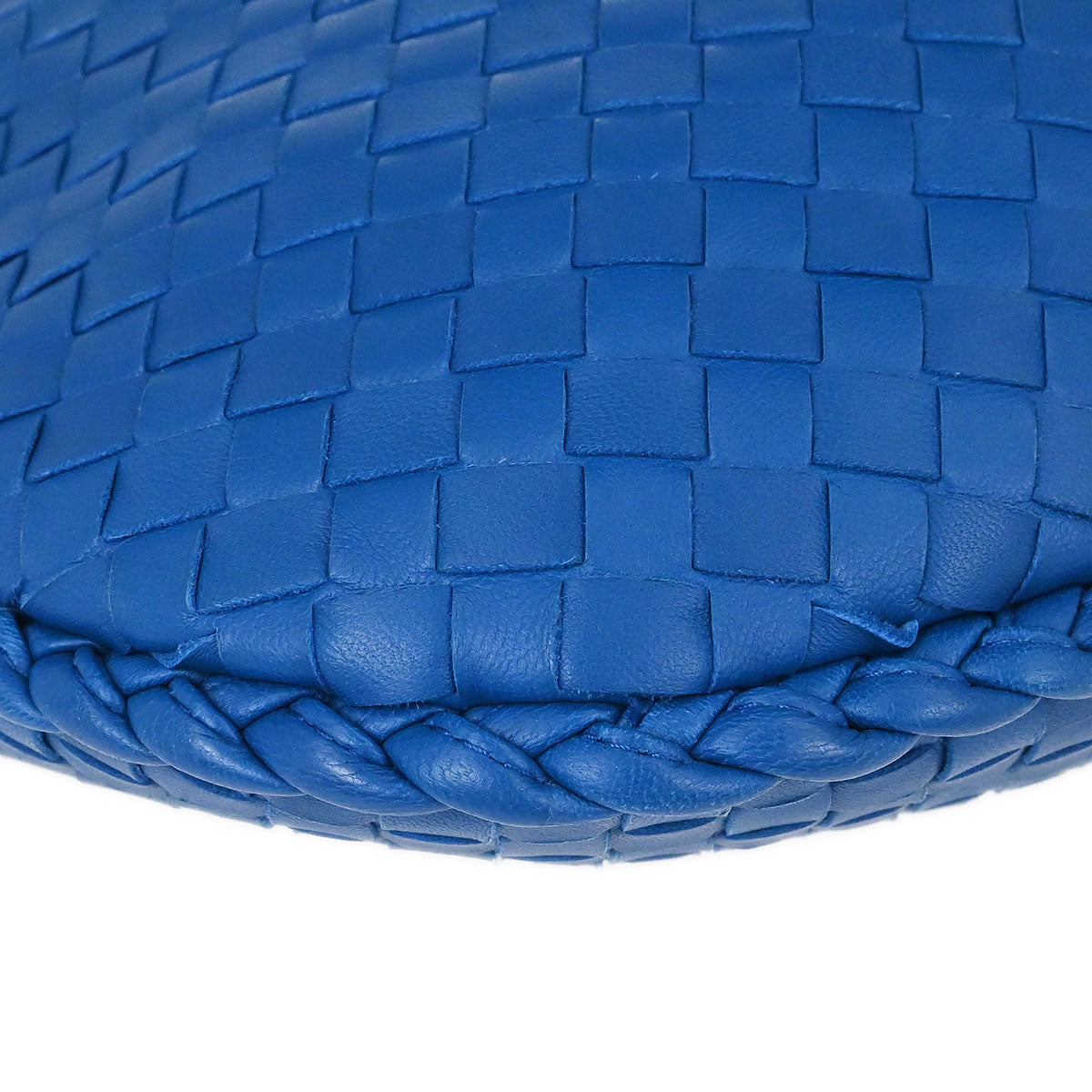 Bottega Veneta Blue Lambskin Intrecciato Hobo Handbag