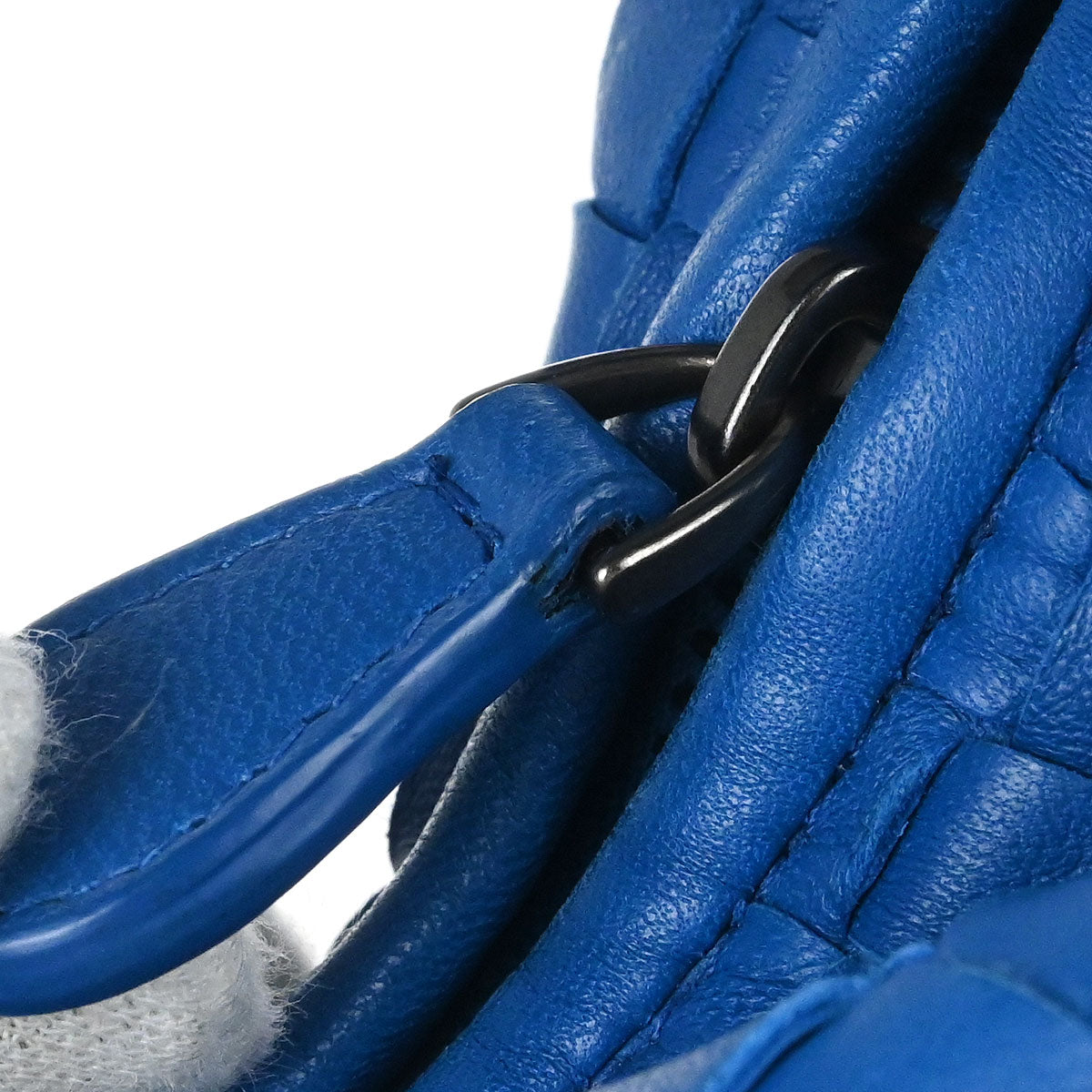 Bottega Veneta Blue Lambskin Intrecciato Hobo Handbag