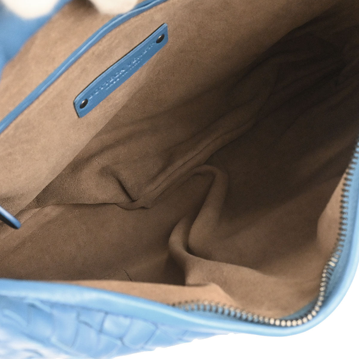Bottega Veneta Blue Lambskin Intrecciato Hobo Handbag
