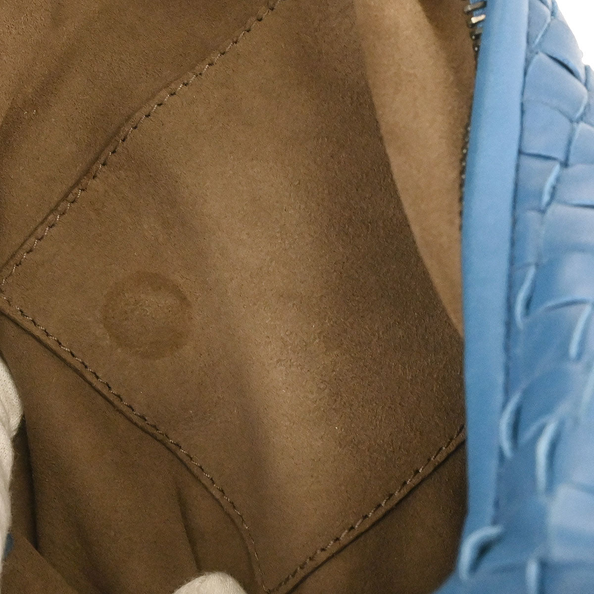 Bottega Veneta Blue Lambskin Intrecciato Hobo Handbag