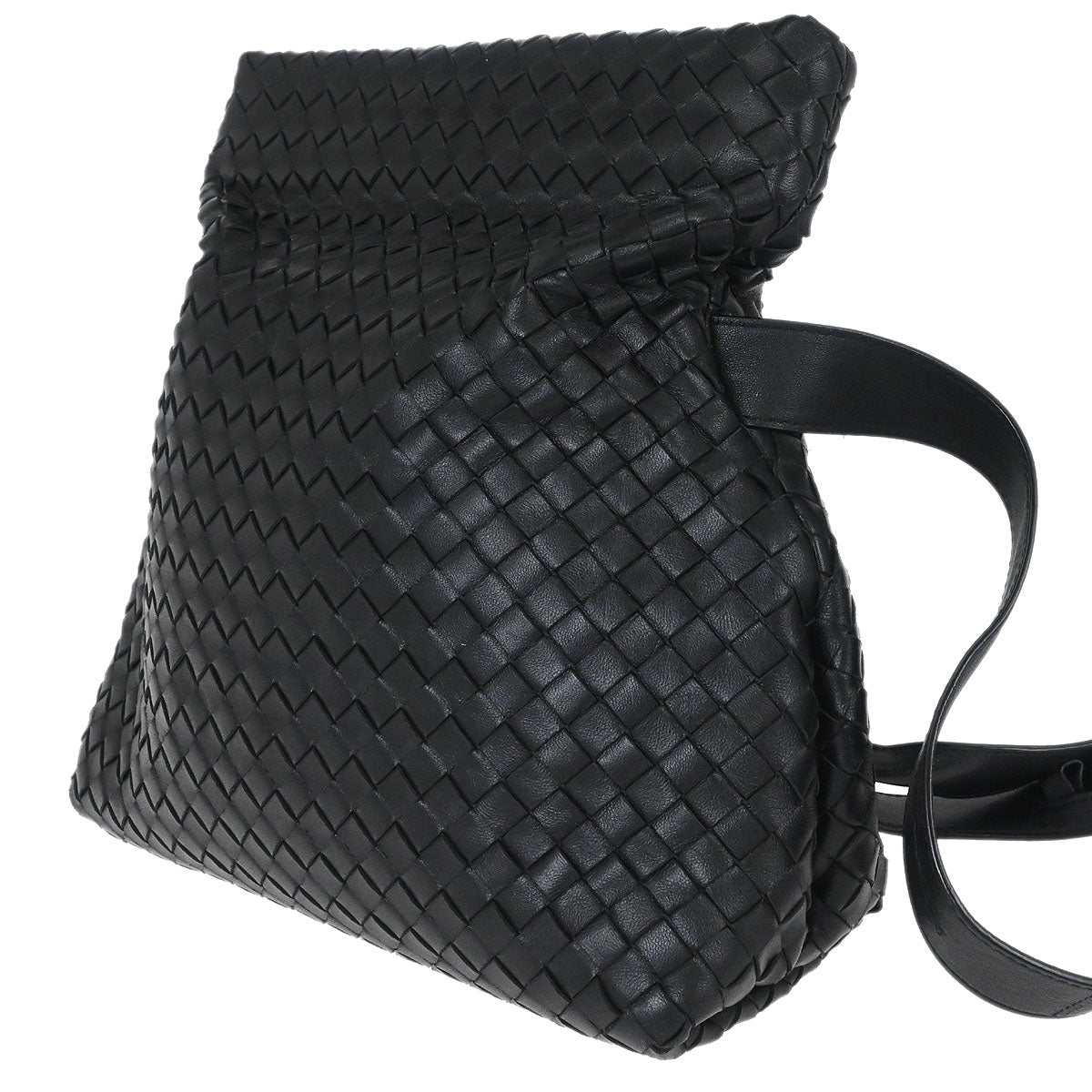 Bottega Veneta Black Lambskin Intrecciato Shoulder Bag