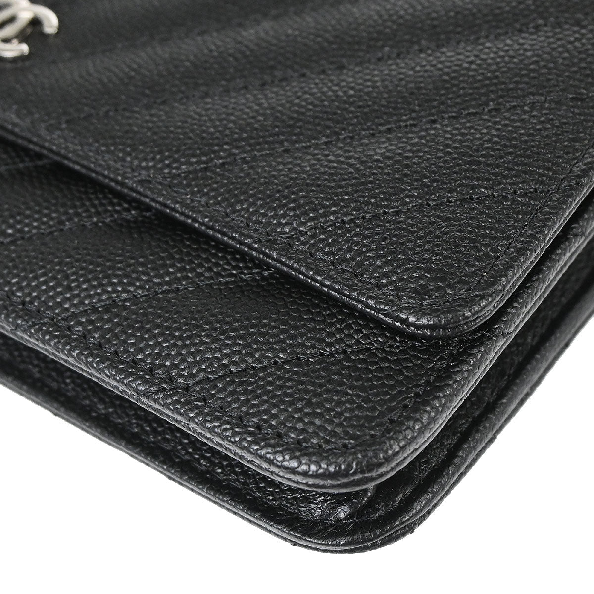 Chanel Black Caviar Skin Classic WOC Wallet on Chain Bag